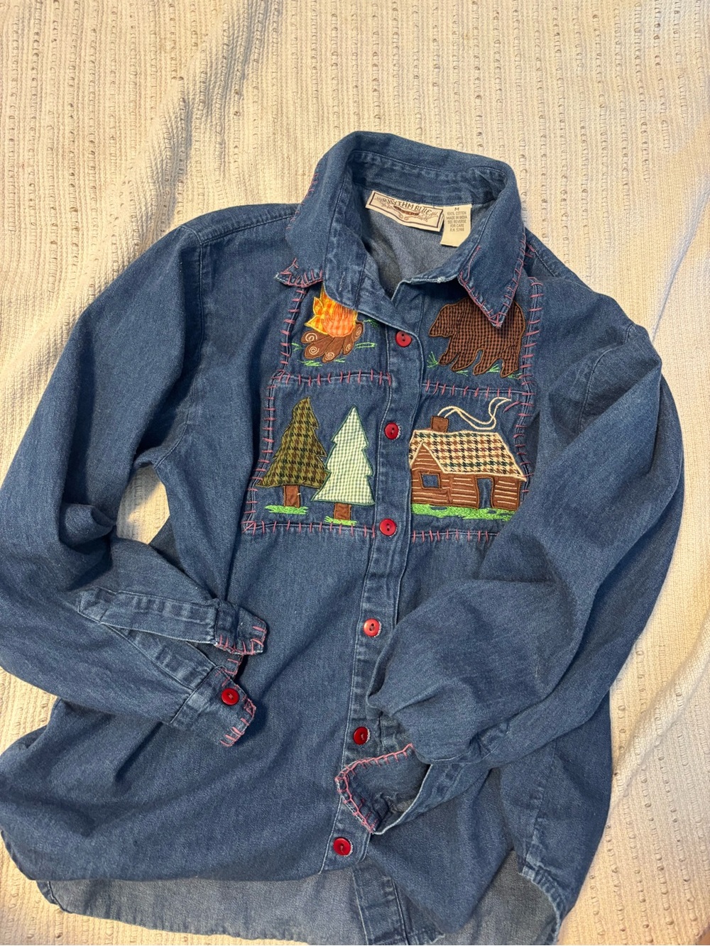 Long sleeve rhythm blue vintage camping shirt